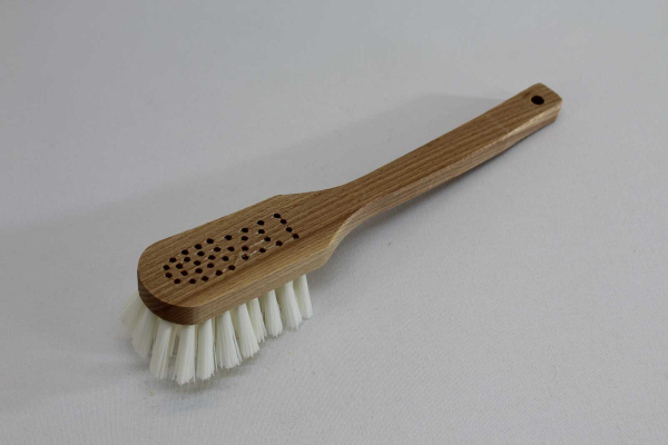 Stielbürste / Nylon hart, weiß, Holzkörper